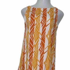 NEW SWF Dress Maxi Sleeveless Long Round Neck Boho Resort Wear Cotton Orange XS